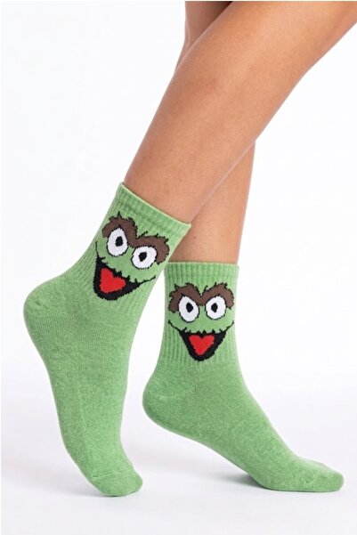 Esinti جوارب ذات طابع نتن من شارع سمسم باللون الأخضر