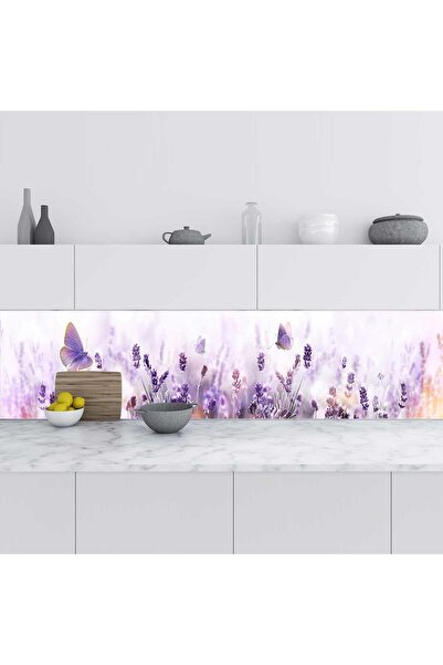 StickerArt Mutfak Tezgah Arası Folyo Fayans Kaplama Folyosu Lavanta Çiçekler