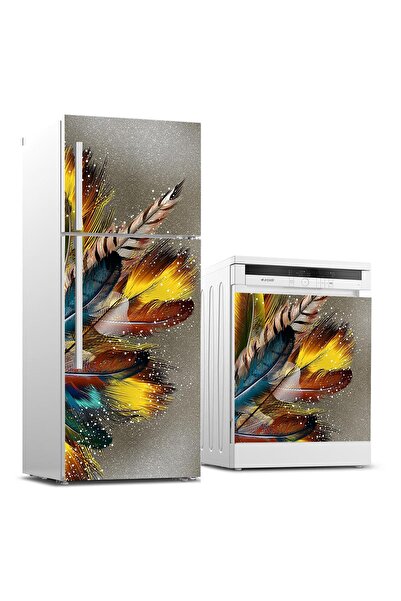 StickerArt Buzdolabı ve Bulaşık Makinası Beyaz Eşya Sticker Kaplama Modern Tüy