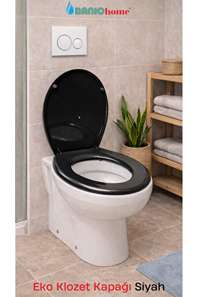 BANİO HOME - EKO HİJYENİK KOLAY KURULUM 1.KALİTE PLASTİK KLOZET KAPAĞI SİYAH