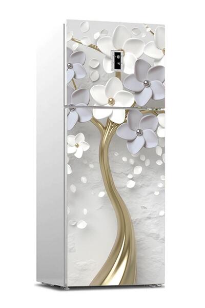 StickerArt Buzdolabı Sticker Kaplama Dolap Kaplama Etiketi 3d Grili Ağaç