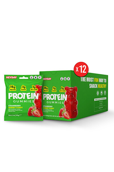 Protein Gummy, Yüksek Proteinli Jelibon, 15g Yüksek Proteinli, Şekersiz, Glutensiz, 60g x 12 adet