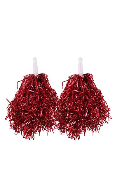 partidolu 1 Çift ( 2 Adet ) 25 cm Parlak Kırmızı Renk 23 Nisan Gösteri Ponpon...