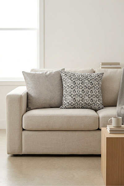 ASDİVA مجموعة من 2 غطاء وسادة مخملية بنمط عرقي داكن باللون الرمادي الفاتح مقا...