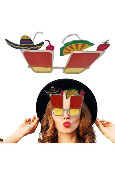 partidolu نظارات حفلات كوكتيل هاواي بتصميم مشروبات كوكتيل بحجم 14x13 سم