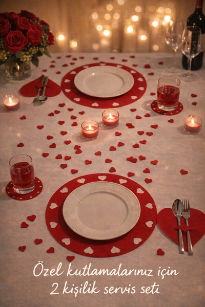 Self Power Sevgililer Günü ve Diğer Özel Günleriniz için 2 Kişilik Kalpli Sup...