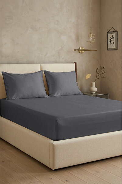 First Choice 100% Cotton Satin 200 Tc (80 Thread) Fitted Sheet Set Smoked