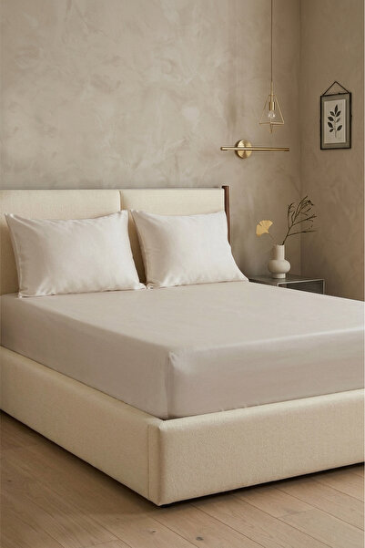 First Choice 100% ساتان قطن 200 TC (80 خيط) ملاءة مطاطية مجموعة شامبانيا