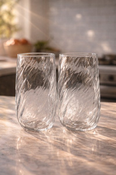 Maloria Borosilikat Kırık Çizgi Kristal Cam Meşrubat Bardak Seti | 6'lı - 400ml
