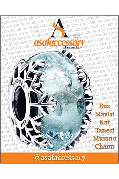 asaf Buz mavisi kristal murano charm | gümüş kaplama
