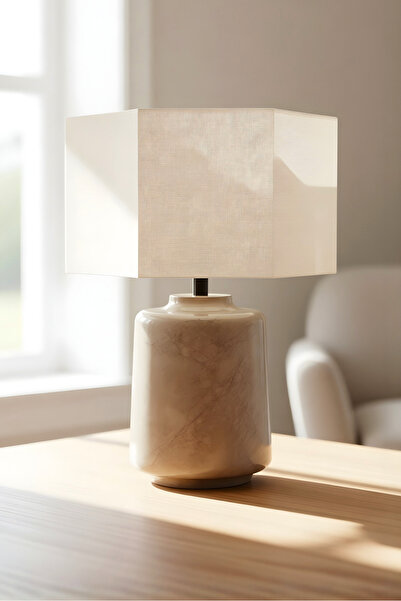 Bahar Aydınlatma Rion Kahve Gövde Krem Başlık Dekoratif Abajur