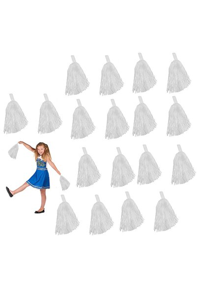 partidolu 10 Çift( 20 Adet )Mat Beyaz Renk 23 Nisan Gösteri Ponponu