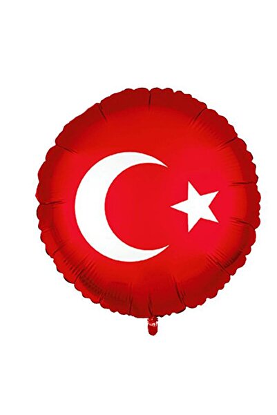partidolu Foil Balloon in Turkish Flag Colors with Moon and Star 45 cm 1 Piec...