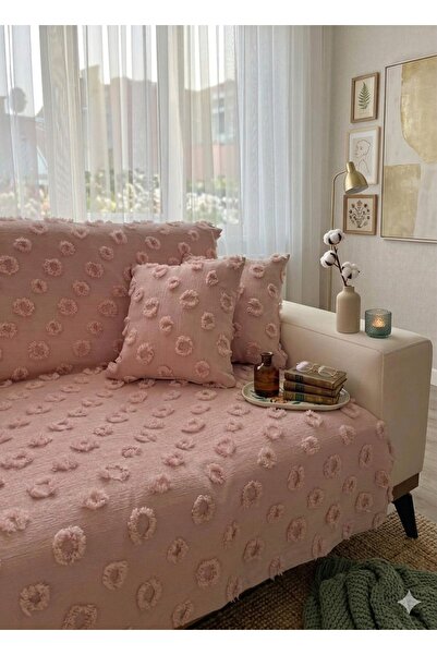 d'niss home touch of nature in your home غطاء كرسي منقوش بونبون 180*240 بودرة