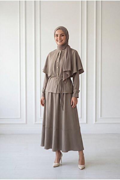 BENAHOLL Σετ φούστας και κάπας με χρυσά κουμπιά Selke-EN828 Βιζόν