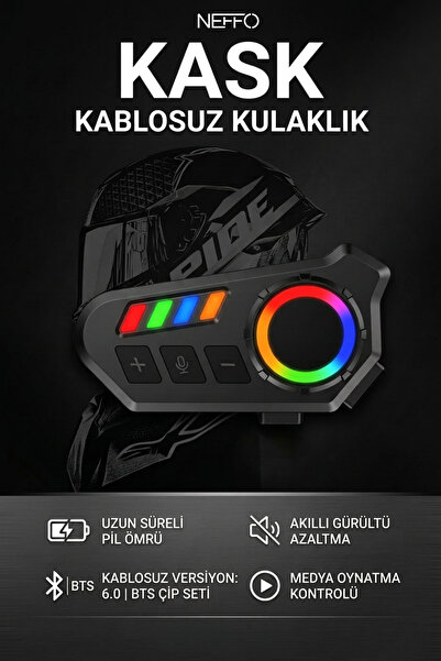 NEFFO Intercom K06 Motosiklet Kask Kulaklık Bluetooth 5.4 Kablosuz Motor Kula...