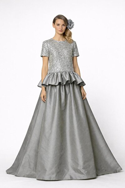 ALYEL NAKER Top Sequined & Skirt Taffeta Maxi Length A-Line Formal Dress