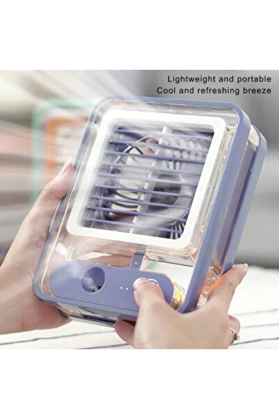 Denx Transparent Mini Air Cooler Fan 3-in-1 USB Mist LED Desk Fan Touch Contr...