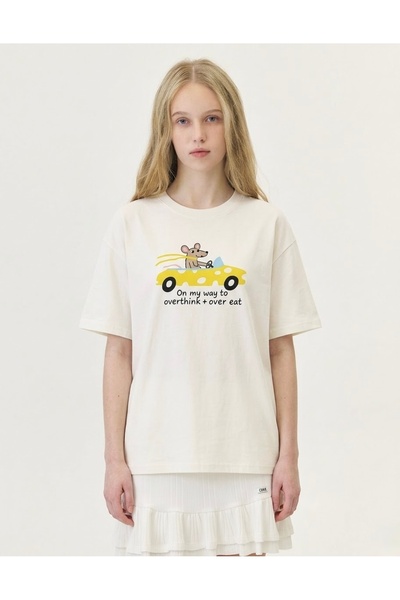 Disante On My Way Printed Crew Neck Basic Trend γυναικείο μπλουζάκι