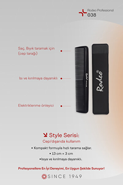 RODEO Antistatik Karbon Tarak , Kılıflı 038