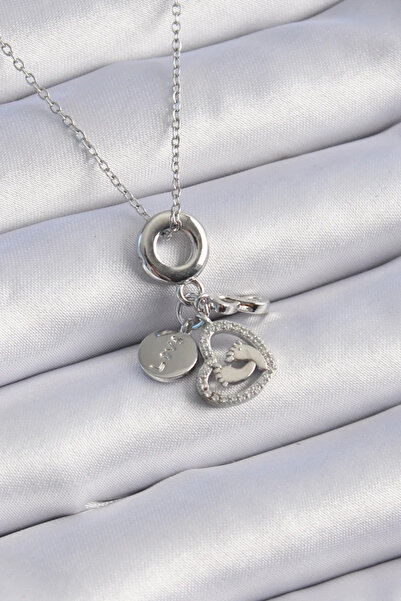 Skygo 316L Steel Silver Color Zircon Stone Detail Heart Model Charm Women's N...