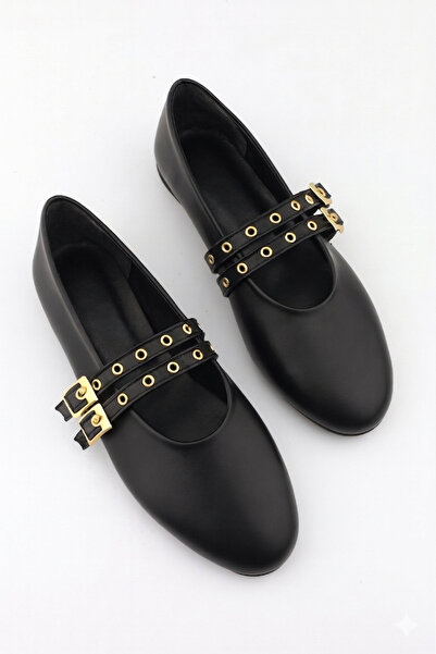 moon glow Balerini de damă cu cataramă dublă cu împânzire neagră |   Zilnic C...