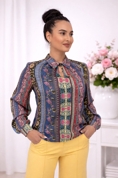 Gorgeaux Bluză elegantă cu imprimeu Divers Miri - 5XL (50)