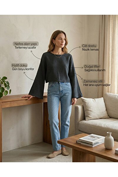 Gabi Gabrielle Coco Pamuk Muslin Salaş Bluz Tshirt