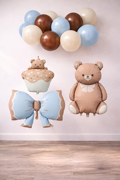 Patladı Gitti مجموعة احتفالات استحمام الطفل الرجعية تيدي بير تحت عنوان طفل رضيع