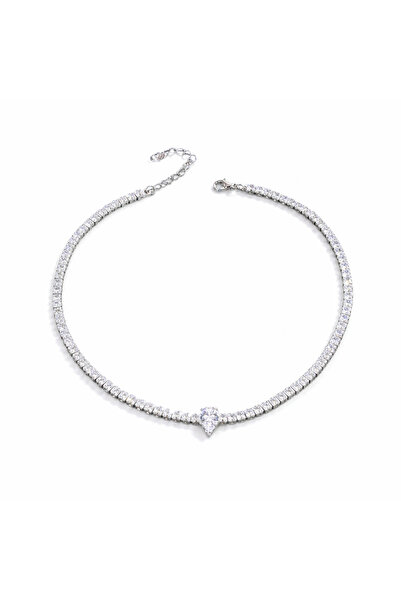 Pursehuit Colier tenis, culoare argintie, cu pietre de zirconiu, Nicita C1