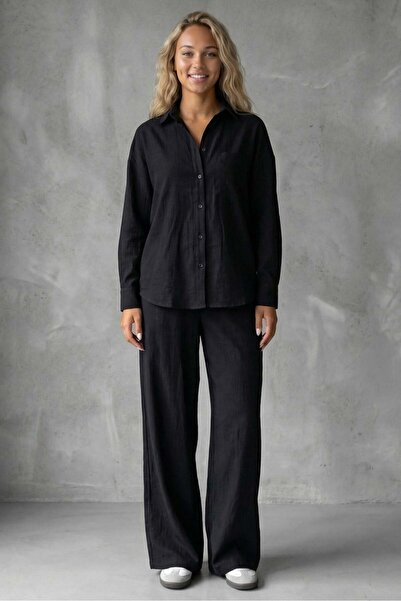 Madmext Black Basic Women's Shirt-Pants Double Suit Mg2352