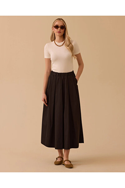 SCL Pile Detaylı Elastik Bel Kloş Etek