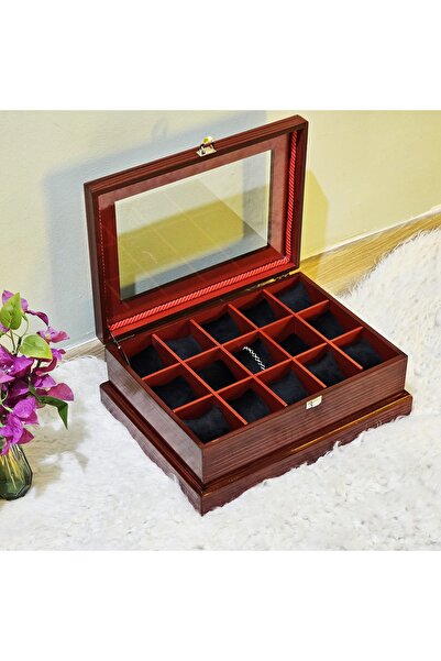 Tekir Store evinizi güzelleştirin Wooden 15 Compartment Watch Box Decorative ...