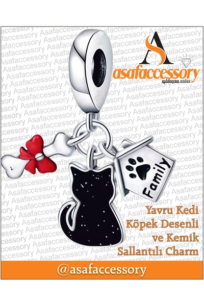 asaf Yavru Kedi Family , Kemik sallantılı Charm Asafaccessory