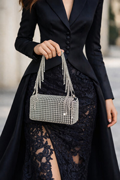 NAZART Γυναικείο πολυτελές βραδινό φόρεμα με πέτρα με διαμάντι μαύρο βραδινό ...