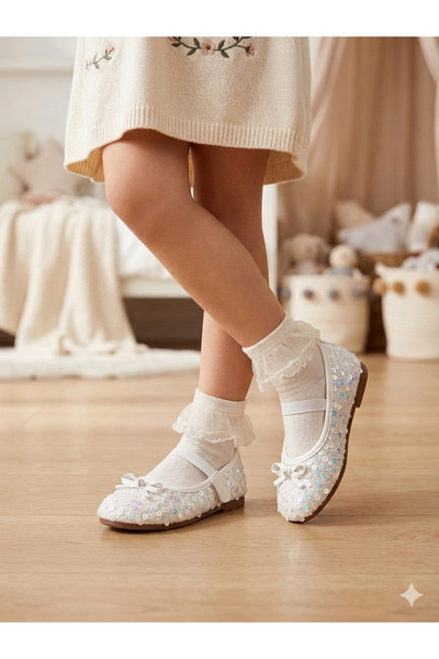 OTNICA Babet kız çocuk ayakkabısı pullu rahat lastikli