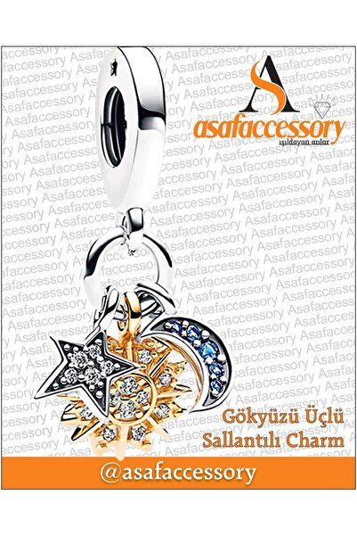 asaf Güneş Ay Yıldız Sallantılı Charm | Asafaccessory