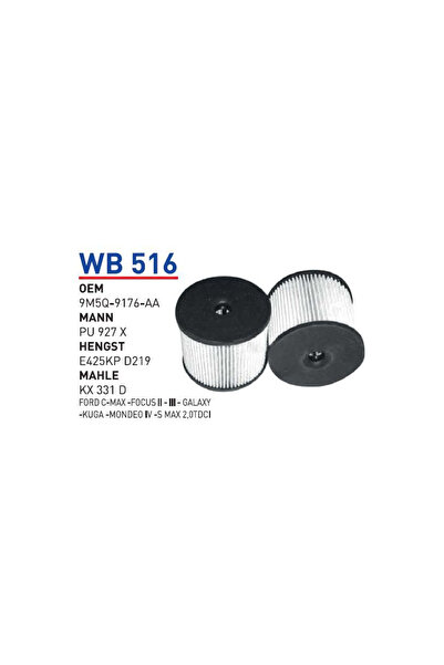 Wb516 Oem 9M5Q-9176-AA Fiat scudo Otomobil yakıt filtre dizel fuel filter diesel