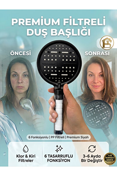 ÖVEYİK Filtreli 6 Fonksiyon Premium Duş Başlığı Tasarruf Özelliği | Su Arıtma
