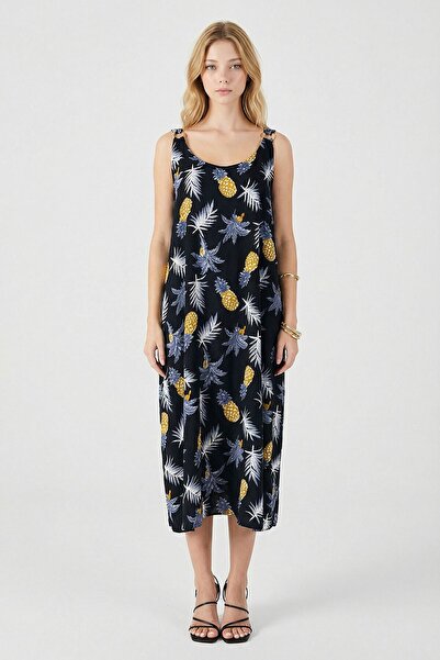 bacc Κίτρινο φόρεμα με λουράκια και λεπτομέρεια από χάντρες, διπλό Με τσέπες ...