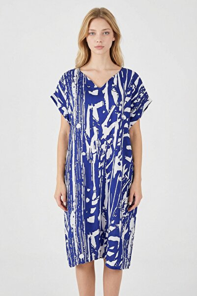 loia Γυναικείο φόρεμα με σχέδιο Saks, με λαιμόκοψη V και μανίκια νυχτερίδα, o...