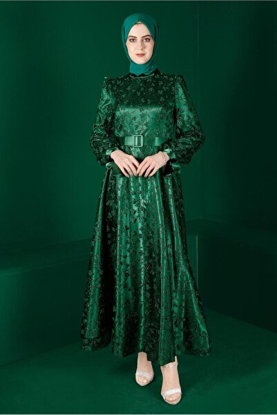 Alvina ÇİÇEK DESENLİ KEMERLİ ABİYE 50266