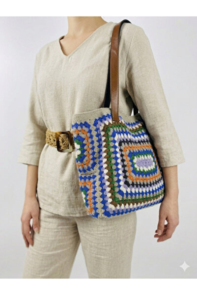 Voiste Colorful Large Size Granny Square Tote Bag |   Bohemian and Daily Use