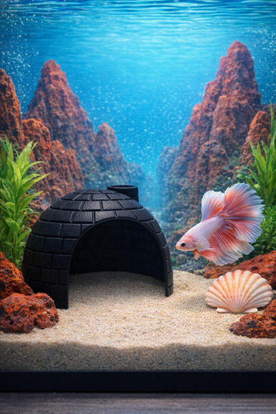 Akvaryum Beta Balık Yuvası Siyah ve Tonları