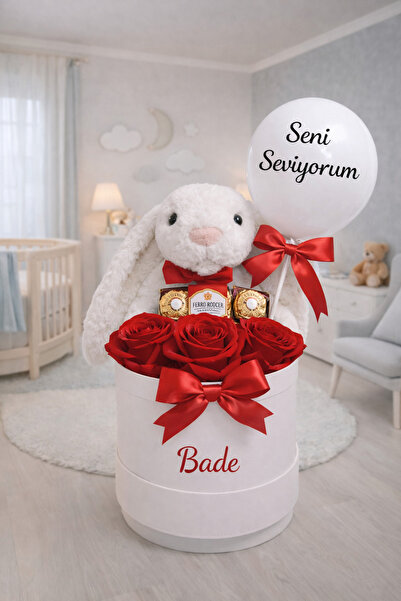 Çiçek kutusu -sevgiliye hediye kutusu -çikolata çiçek arajmanı