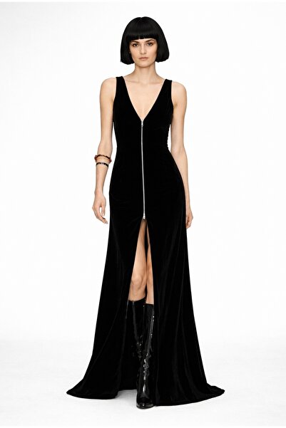 UNTIMELY Front Separated Zippered Maxi Sleeveless Stylish Dress