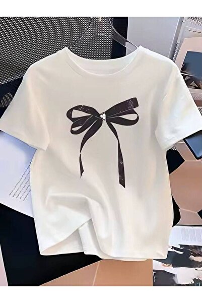 CLASSY.MODA Tricou unisex alb supradimensionat, imprimat, croială lejeră, îmb...