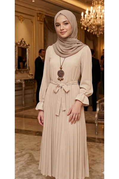 BEGONYA BEBECE KIDS Κοριτσίστικο φόρεμα εποχιακό με κολιέ και μακριά μανίκια