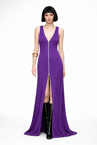 UNTIMELY Front Separated Zippered Maxi Sleeveless Stylish Dress