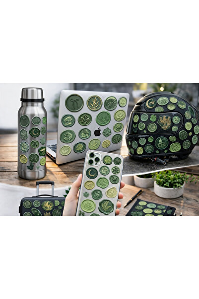 Limitless Design مجموعة ملصقات ختم الشمع الأخضر - ملصقات جمالية عتيقة بتصميم ...